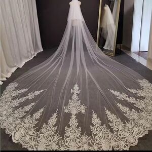 Elegant White Lace Wedding Veil